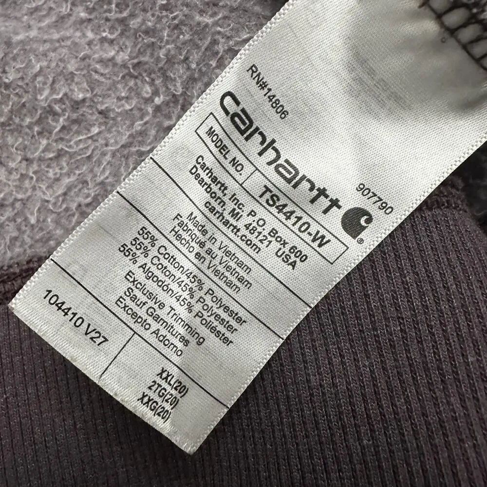 Carhartt Sweatshirt Womens 2XL Purple Crewneck Sleeve Graphic Fleece Pullover - Picture 8 of 12